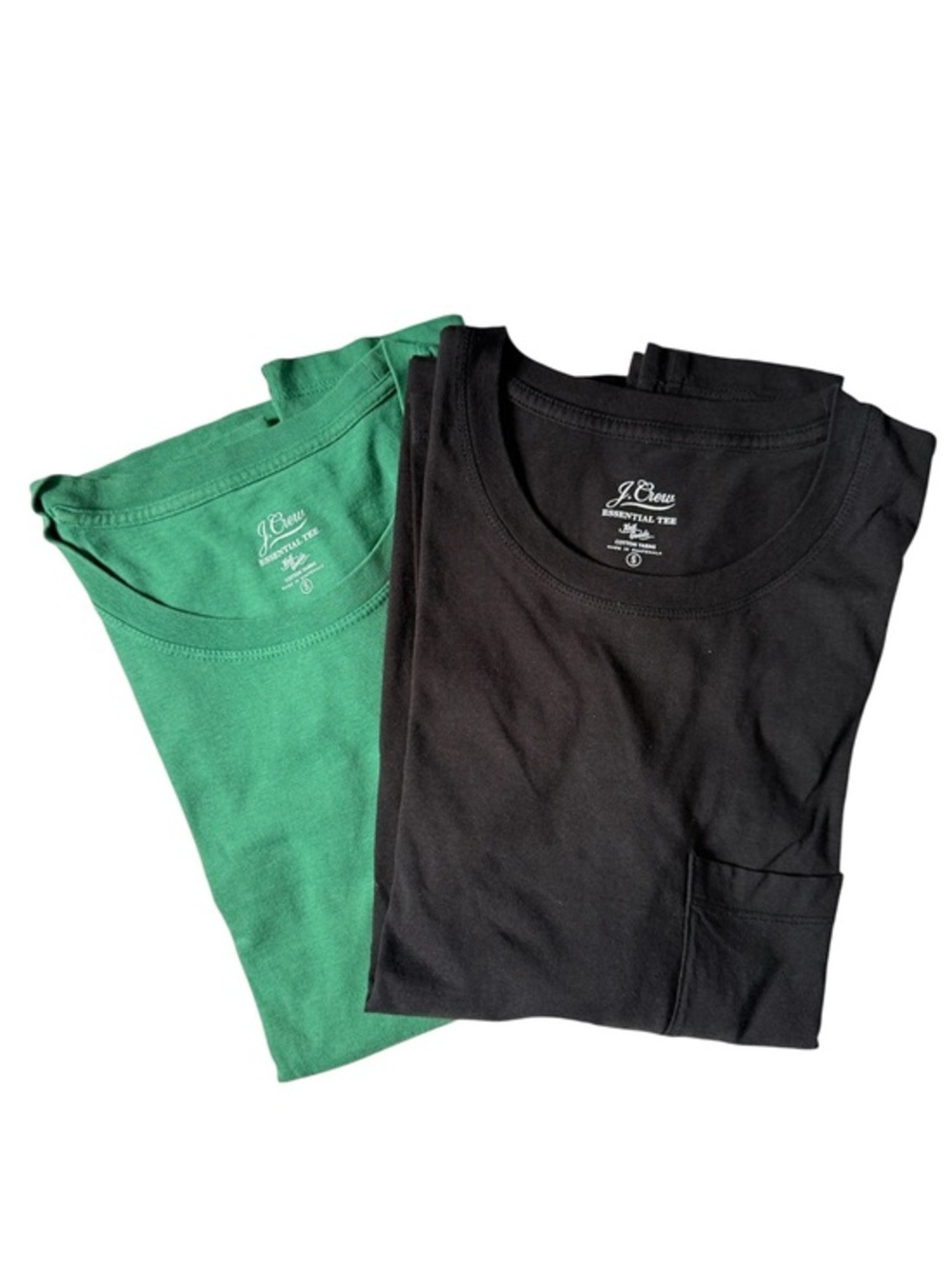 J.Crew Set of 2 Essential Long Sleeve Cotton Tees Black Green Small